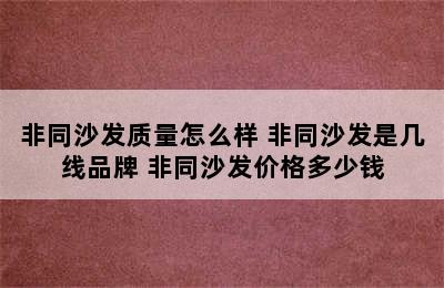 非同沙发质量怎么样 非同沙发是几线品牌 非同沙发价格多少钱